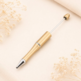 1 x Kunststof/metalen kralenpen 14,4 cm – staafje ca. 55 x 2 mm – licht goudkleur