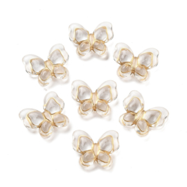 10 x Acryl kralen vlinder 21 x 17,5 mm – gat 2 mm – goudkleur