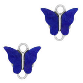2 x Resin hangers tussenstuk vlinder Silver-dark blue