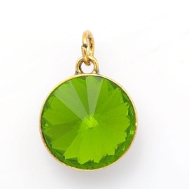 Geboorte steen hanger prachtig kristal facet 18 x 12mm - Augustus Peridot Goudkleur