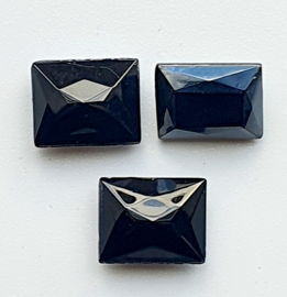 4 x DQ Hematiet glas cabochon maat c.a. 10 x 8mm antraciet