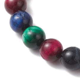 1 x Armband tijgeroog kralen 8 mm – gemixte kleuren