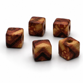 20 x Afrikaanse houten kralen kubus 12 x 12 mm – gat ca. 4 mm – bewerkt