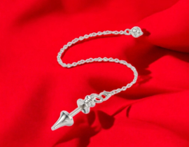 1 x Wisselhanger voor kralen met ketting pendel Platinum kleur 42 x 12mm ring: 9mm pin: 3mm Ketting is 17cm