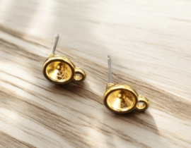 2 x DQ metaal oorsteker met vleugeltje voor SS29 6,2mm, oogje: 1,5mm pin: 0,7mm goudkleur (Nikkelvrij)