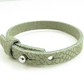 1 x Cuir Armband DQ Suede 8 x 2,2mm Reptiel Sage Groen