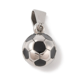 1 x 304 RVS bedel voetbal met emaille – 10 x 8 x 8 mm oogje 5 x 2,5 mm