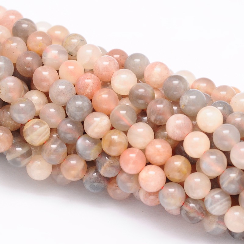 10 x edelsteen kralen van Sunstone (Zonnesteen) – 6 mm – kleur oranjebrons – gat ca. 1 mm