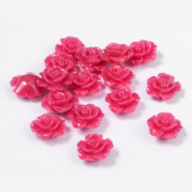 4 x roosjes van Resin synthetisch koraal 12 x 12 x 8mm Gat: 2mm MediumVioletRed