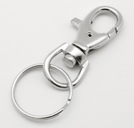 Sleutelhanger, ring met musketon sluiting 25x60mm