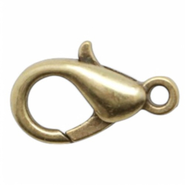 DQ Sluiting ovaal 12mm geel koper kleur oogje 1,5mm (Nikkelvrij)