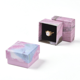 5 x luxe cadeau doosjes voor bijvoorbeeld ringen 52  x 52 x 32mm Roze-blauw