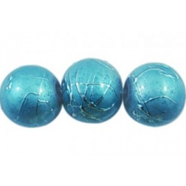 25 stuks Glaskraal rond blauw gemêleerd 8 mm gat: 1mm