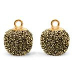 2 x  Pompom bedels met oog glitter 12mm Gold anthracite-gold