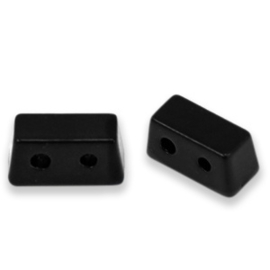 2 x metalen Tile beads rectangle Black ca. 8x4mm (Ø1.2mm)