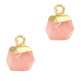 1 x Natuursteen hangers hexagon Blossom pink-gold Rose Quartz  