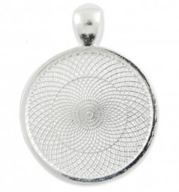 Camée of Cabochon setting houder 41 x 32 x 4mm Oogje:  4mm  tray Ø 30mm zilver kleur