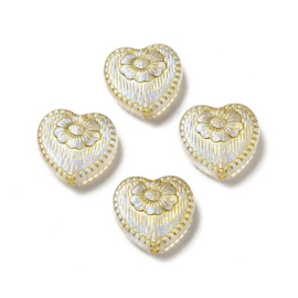 10 x Ornament hartjes kralen 18 x 17 x 6 mm – gat 1,6 mm – wit ♥