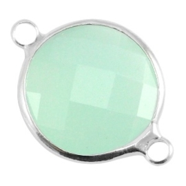 Crystal glas tussenstukken rond 16mm Crysolite green opal-Silver  (Nikkelvrij)