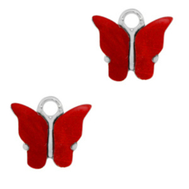 2 x Resin hangers vlinder Silver-red