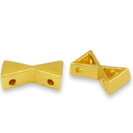2 x metalen Tile beads sandglass Gold ca. 13x8mm (Ø1.2mm)