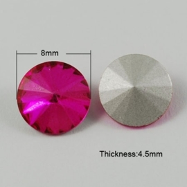 2 x Puntsteen Preciosa Rivoli voor Puntsteen SS39 Setting c.a. 8mm Fuchsia Roze