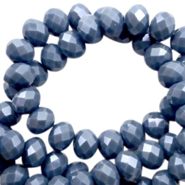 20 x Top Facet kralen 4x3 mm disc Air force blue-pearl high shine coating