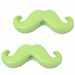 10 x acryl kraal moustache snor  Licht-Lime 20 x 8 mm