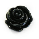 4 x  Resin roosje 23mm zwart cabochon