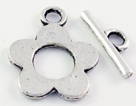 4 x Tibetaans zilveren sluiting 16 x 20mm, T-stukje: 16mm, gat: 2.5mm
