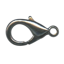 1 x DQ sluiting ovaal 12 mm hematiet kleur oogje 1,5mm (Nikkelvrij)
