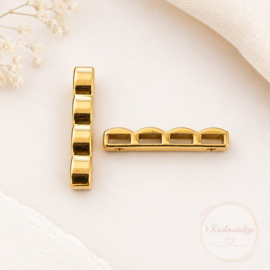 1 x DQ metalen verdeler Jolie schuiver 4-gaats 24 x 6 x 6 mm – voor 5 mm leer – goudkleur