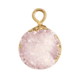 1 x  Natuursteen hangers crystal quartz 10mm Icy pink-gold