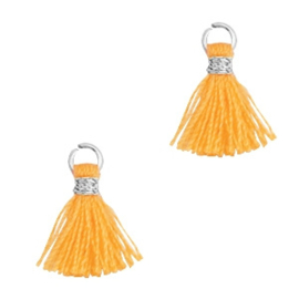 3 x Kwastjes 1cm Zilver-Fire orange