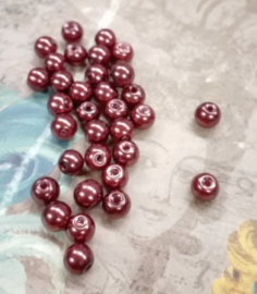 80x prachtige glasparels 6mm Gat: 1mm bruin/rood