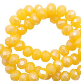 15 x Top Facet kralen 6x4 mm disc Freesia yellow opal-pearl shine coating