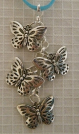 4 x Prachtige tibetaans zilveren bedel van een vlinder 17 x 25 x 3mm Gat: 2mm