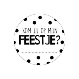 10 x Sticker rond 40mm - Kom jij op mijn feestje?