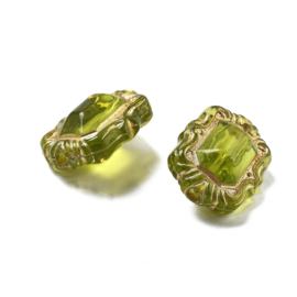 10 x Ornament acryl kralen rechthoek 18 mm – gat 1,8 mm – goldenrod