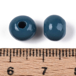 20 x Houten kralen rond 8 x 7 mm – gat 2 mm – Steel Blue