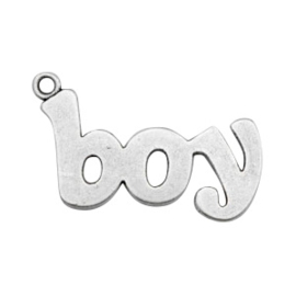 1 x Metalen bedel boy 40 x 19mm oogje: 2,2mm Antiek zilver