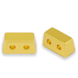 2 x metalen Tile beads rectangle Gold ca. 8x4mm (Ø1.2mm)