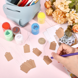 100 x prijskaartjes 35 x 22 mm – bruin met wit koordje