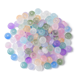 20 x Glaskralen imitatie jade rondelle 6,5 x 3,5 mm – gat 1,4 mm – Mixed Color