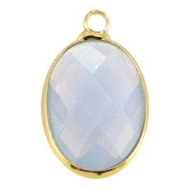 Crystal glas hanger ovaal 13x18mm Light grey opal-Gold