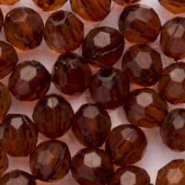 10 x ronde Tsjechië facet  kristal kralen 6 mm Kleur: bruin Gat: 1mm