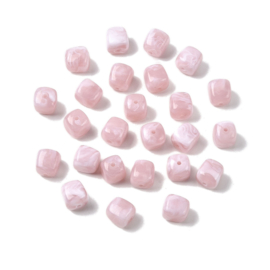 10 x Acryl kralen cube two tone opaque 17 x 15,5 x 15,5 mm – gat 3 mm – Pink
