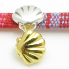 1 x DQ metaal schuiver schelp goud kleur ca. 9 x 8mm Ø5 x 2,5mm (Nikkelvrij)