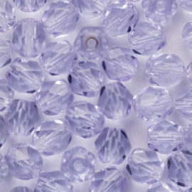 15 x  ronde Tsjechische kralen facet kristal 6mm kleur: paars Gat c.a.: 1mm
