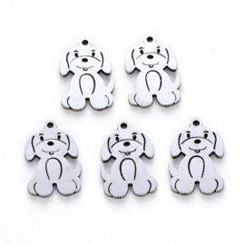1 x RVS 304 bedeltje van een hondje 17 x 11 x 1 gat: 1,2mm
